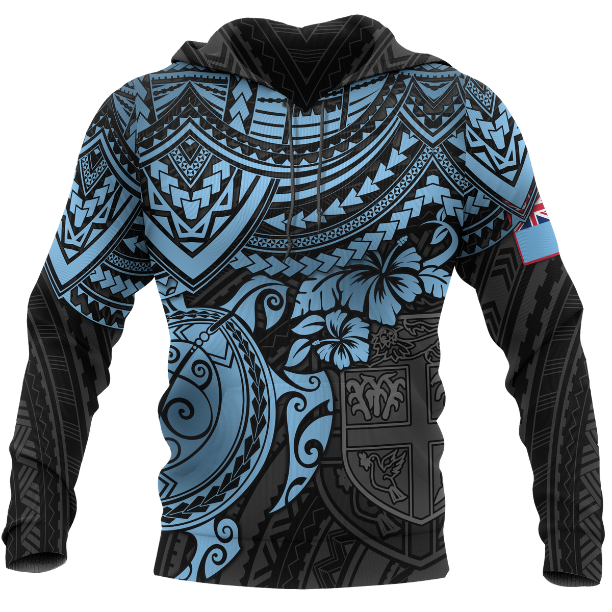 Fiji Polynesian Hoodie Blue Turtle Unisex BLUE - Polynesian Pride