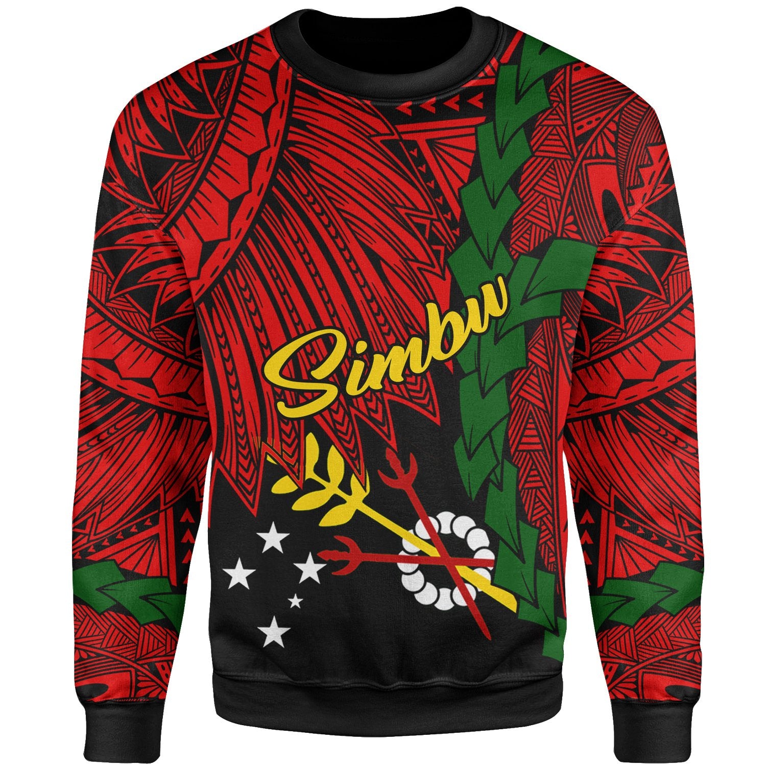 Papua New Guinea Simbu Province Polynesian Sweater - Tribal Wave Tattoo Unisex Red - Polynesian Pride