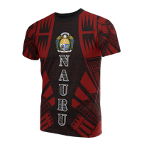 Nauru T Shirt Nauru Coat Of Arms Polynesian Tattoo Red Style Unisex Red - Polynesian Pride