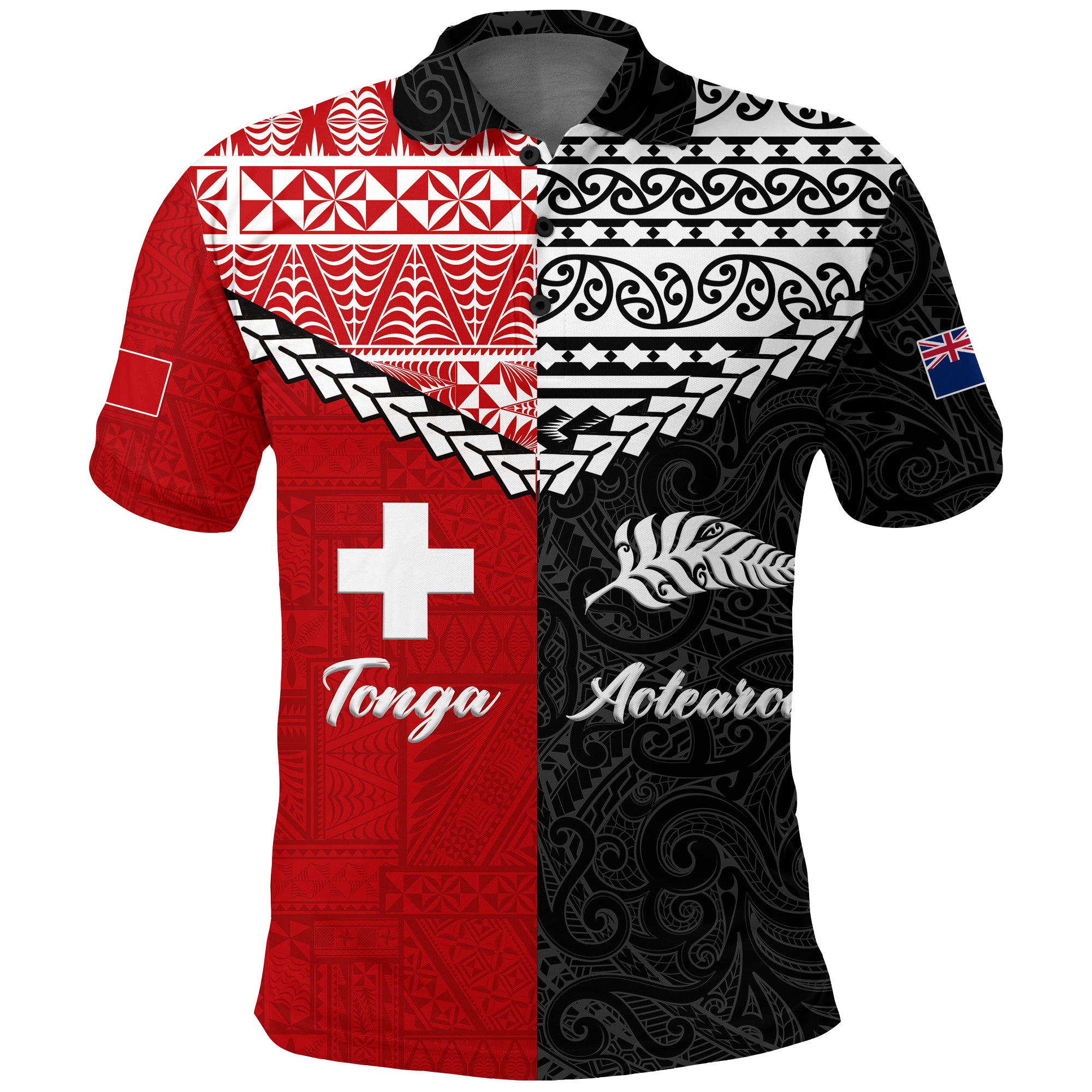 Tonga Combine New Zealand Maori Aotearoa Heritage Polo Shirt LT12 Unisex Red - Polynesian Pride