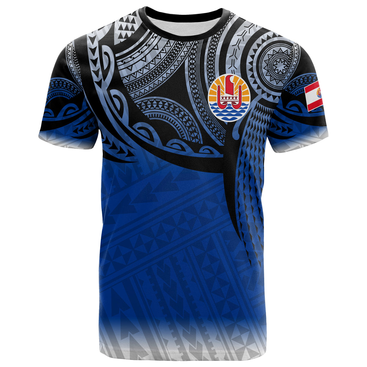 Tahiti Polynesian T Shirt Tattoo Pattern Unisex Blue - Polynesian Pride
