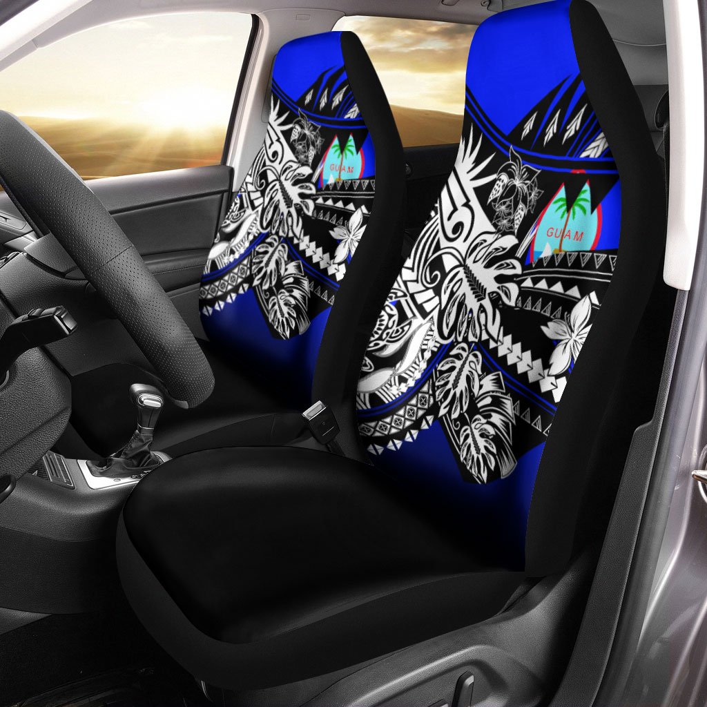 Guam Car Seat Cover - The Flow OF Ocean Blue Color Universal Fit Blue - Polynesian Pride