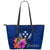 Kosrae Micronesia Leather Tote Bag - Floral With Seal Blue Blue - Polynesian Pride