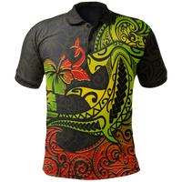 Hawaii Polo Shirt Polynesian Hammerhead Shark Hibiscus Unisex BLACK - Polynesian Pride