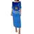 (Custom Personalised) Fiji Tapa Tribal Coconut Tree Puletasi Dress - LT12 Long Dress Blue - Polynesian Pride