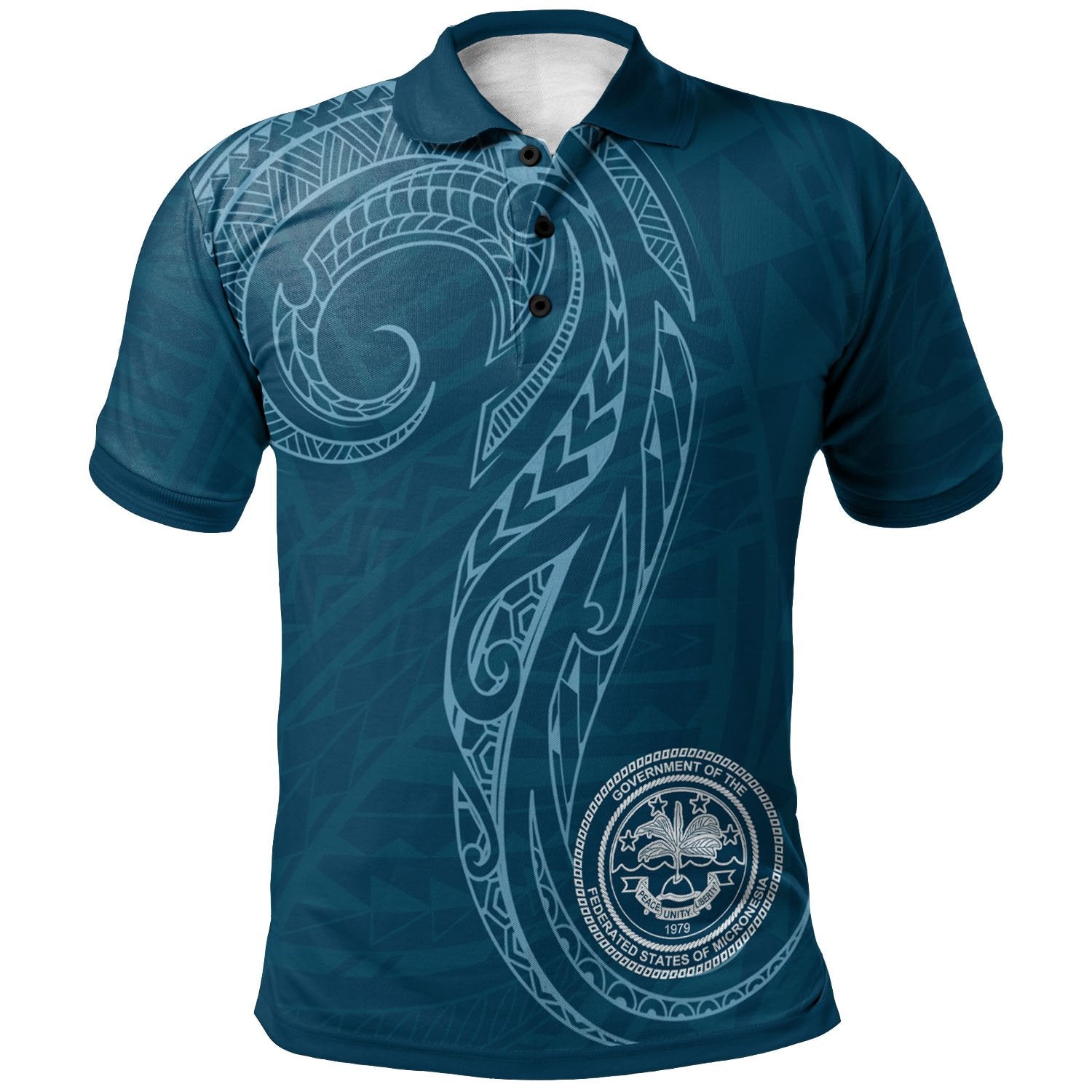 Federated States of Micronesia Polo Shirt Polynesian Style Unisex Blue - Polynesian Pride
