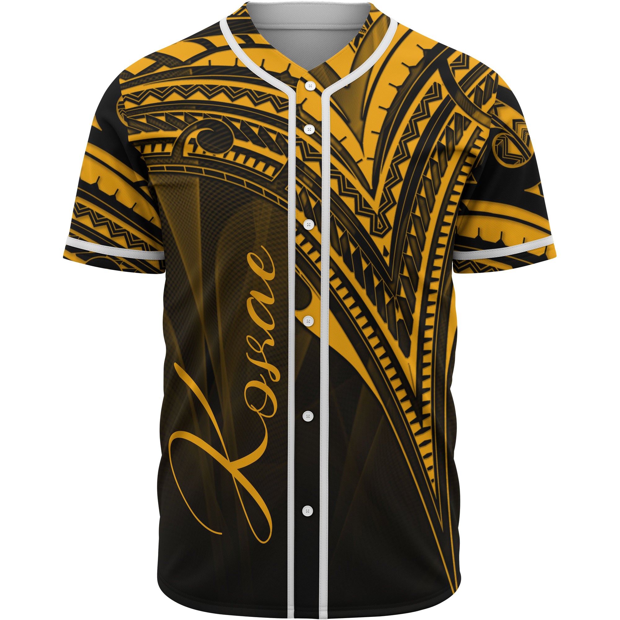 Kosrae State Baseball Shirt - Gold Color Cross Style Unisex Black - Polynesian Pride