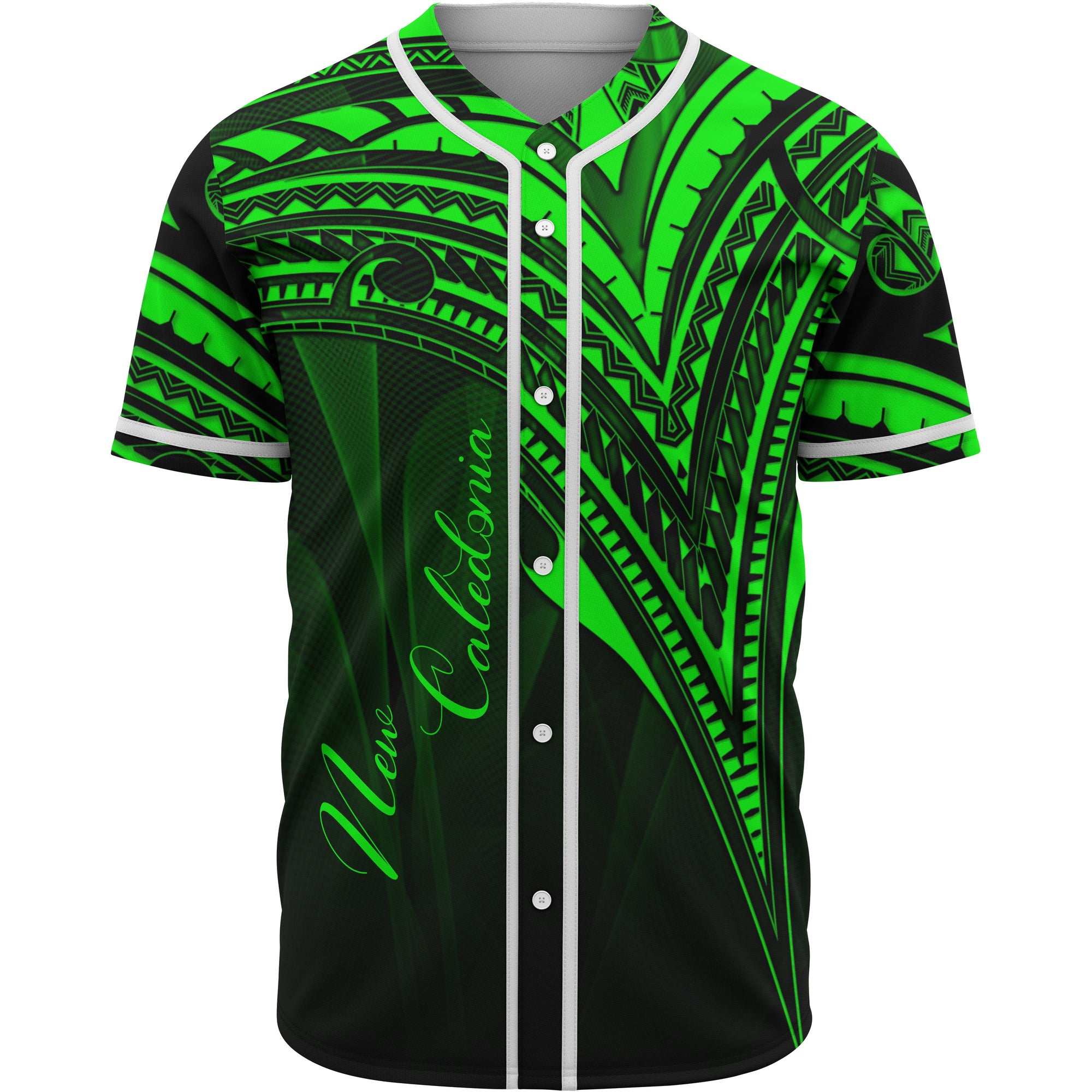 New Caledonia Baseball Shirt - Green Color Cross Style Unisex Black - Polynesian Pride