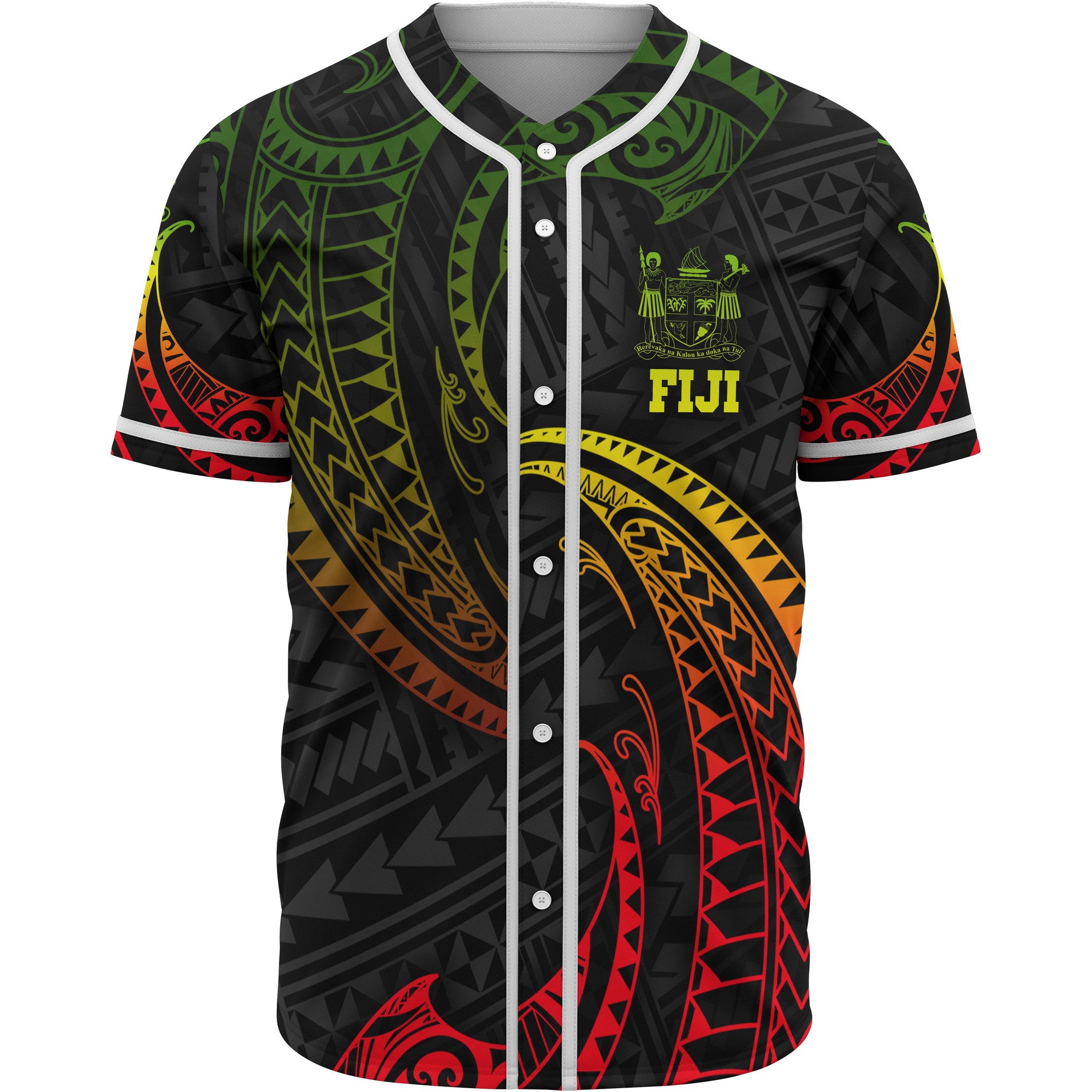 Fiji Polynesian Baseball Shirt - Reggae Tribal Wave Unisex Reggae - Polynesian Pride