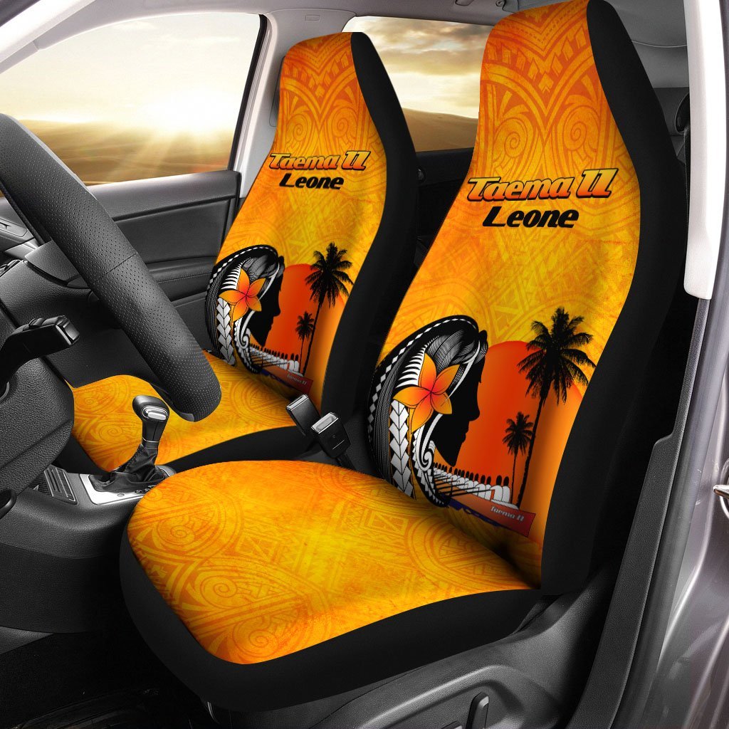 American Samoa Car Seat Covers - Taema II Leone Universal Fit Yellow - Polynesian Pride