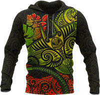 Hawaii Hoodie Polynesian Manta Ray Unisex BLACK - Polynesian Pride