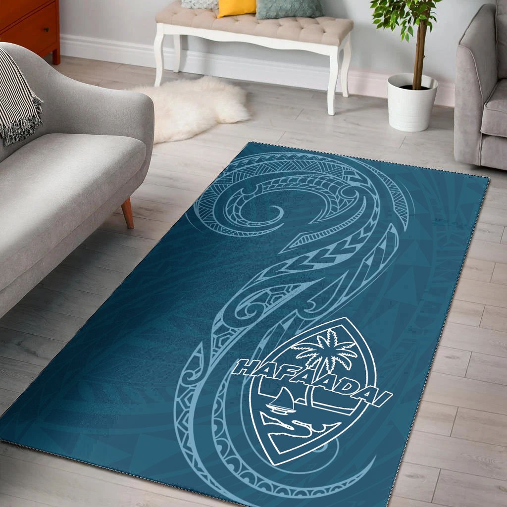 Guam Area Rug - Hafa Adai Pattern Style Blue - Polynesian Pride