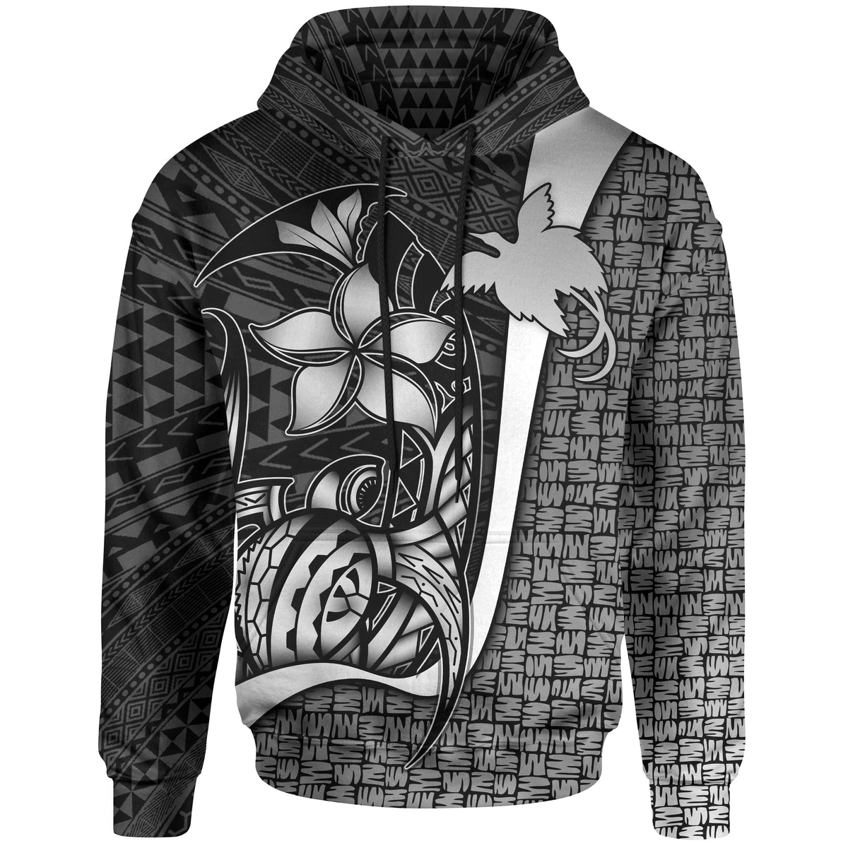 Papua New Guinea Polynesian Hoodie White Turtle with Hook Unisex WHITE - Polynesian Pride