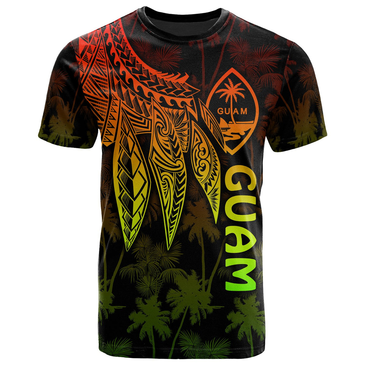 Guam T Shirt Polynesian Wings (Reggae) Unisex Reggae - Polynesian Pride