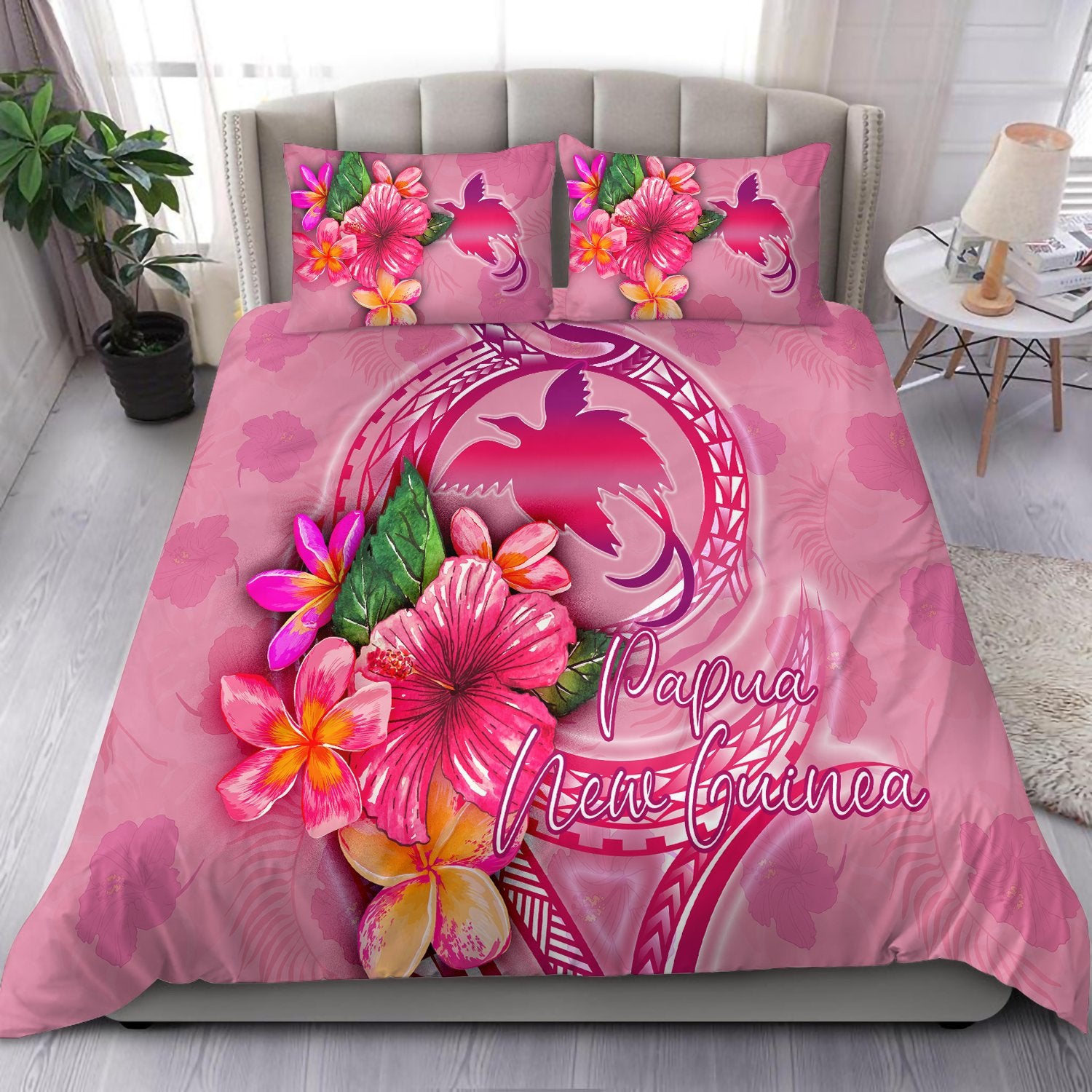 Papua New Guinea Polynesian Bedding Set - Floral With Seal Pink pink - Polynesian Pride
