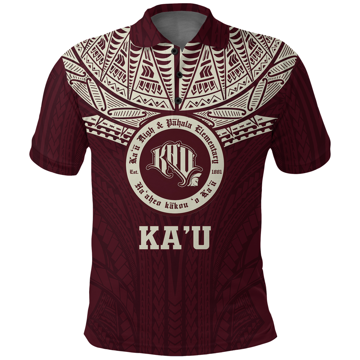 Hawaii Kau High and Pahala Elementary School Pride Polo Shirt LT12 Unisex Red - Polynesian Pride