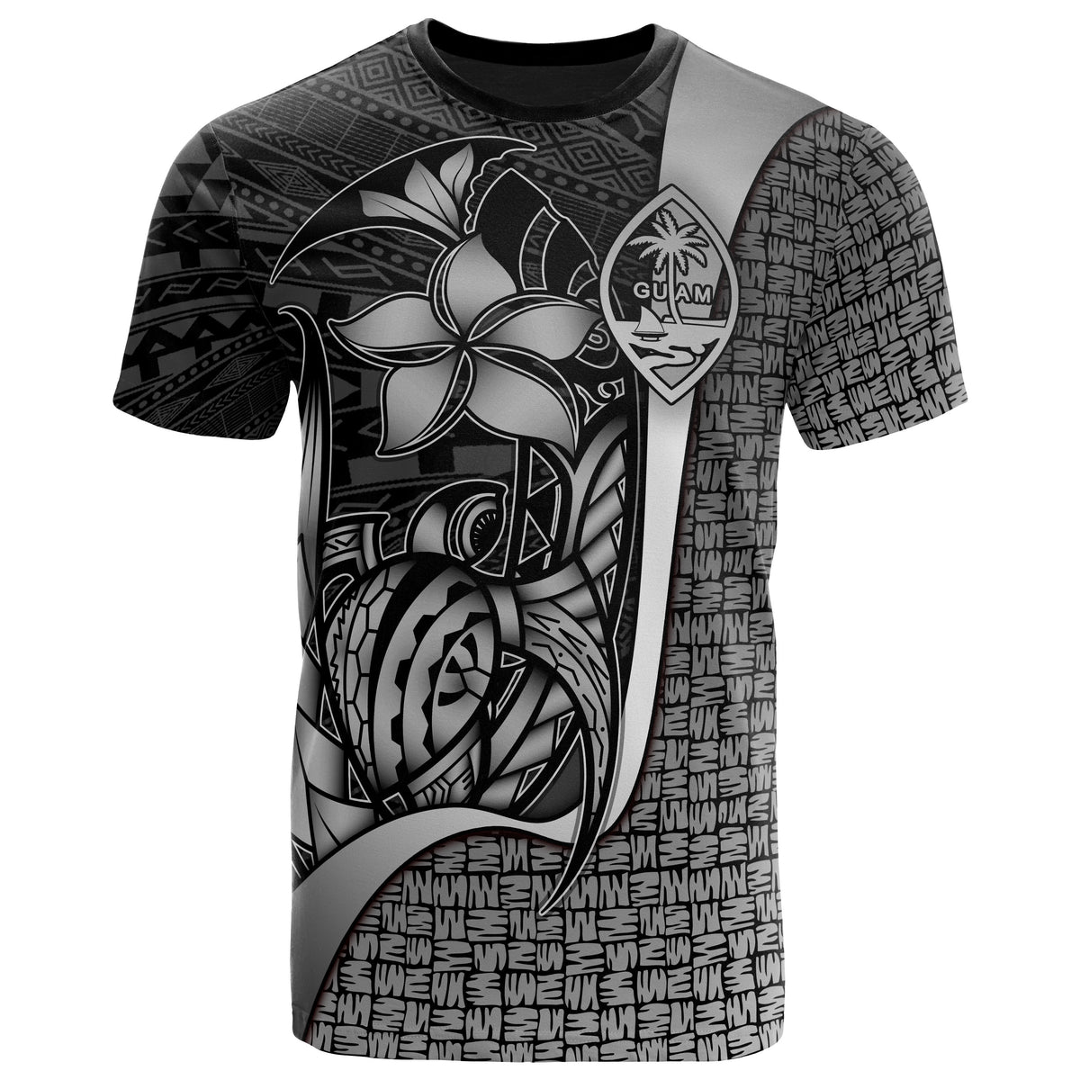Guam Polynesian T Shirt White Turtle with Hook Unisex WHITE - Polynesian Pride