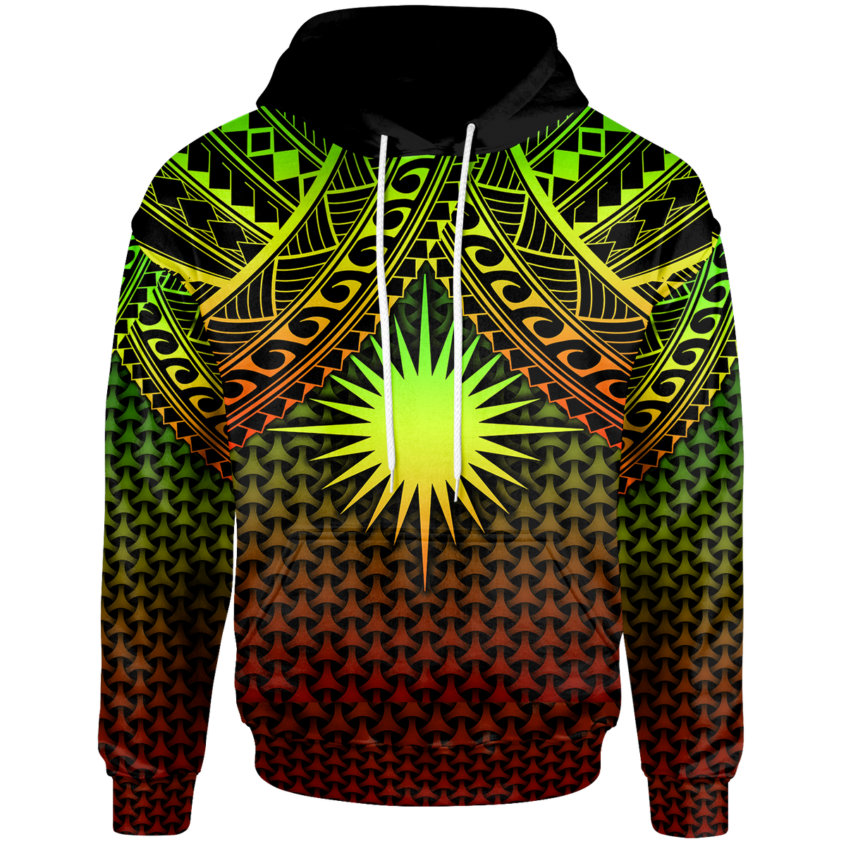 Polynesian Marshall Islands Custom Hoodie Reggae Vintage Polynesian Patterns Unisex Reggae - Polynesian Pride