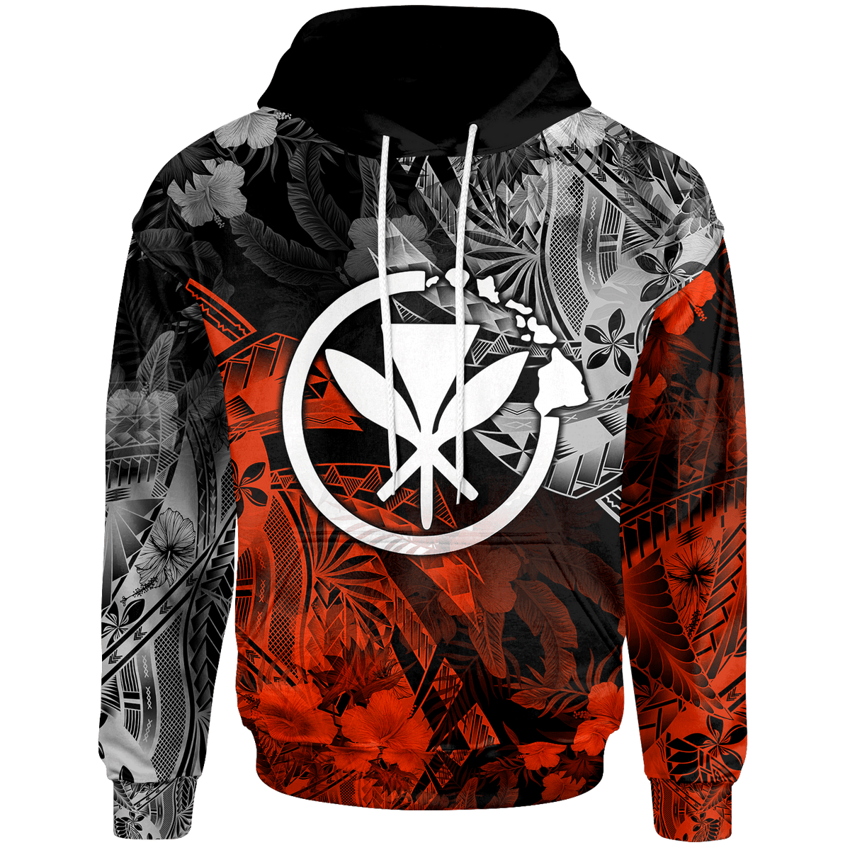 Polynesian Hawaii Kanaka Maoli Hoodie Vintage Polynesian Style Unisex Red - Polynesian Pride