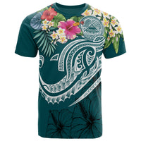 American Samoa Polynesian T Shirt Summer Plumeria Unisex Blue - Polynesian Pride