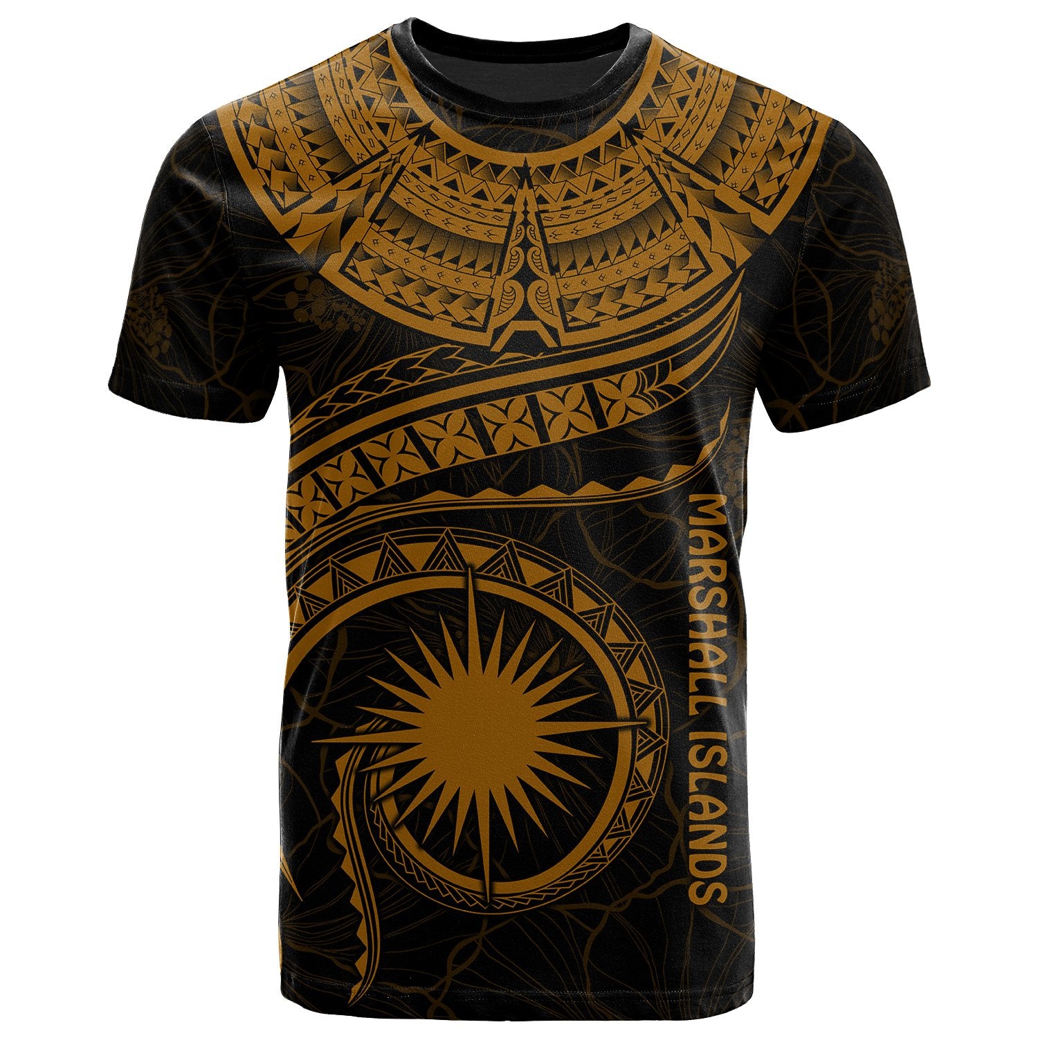 Marshall Islands Polynesian T Shirt Marshall Islands Waves (Golden) Unisex Golden - Polynesian Pride