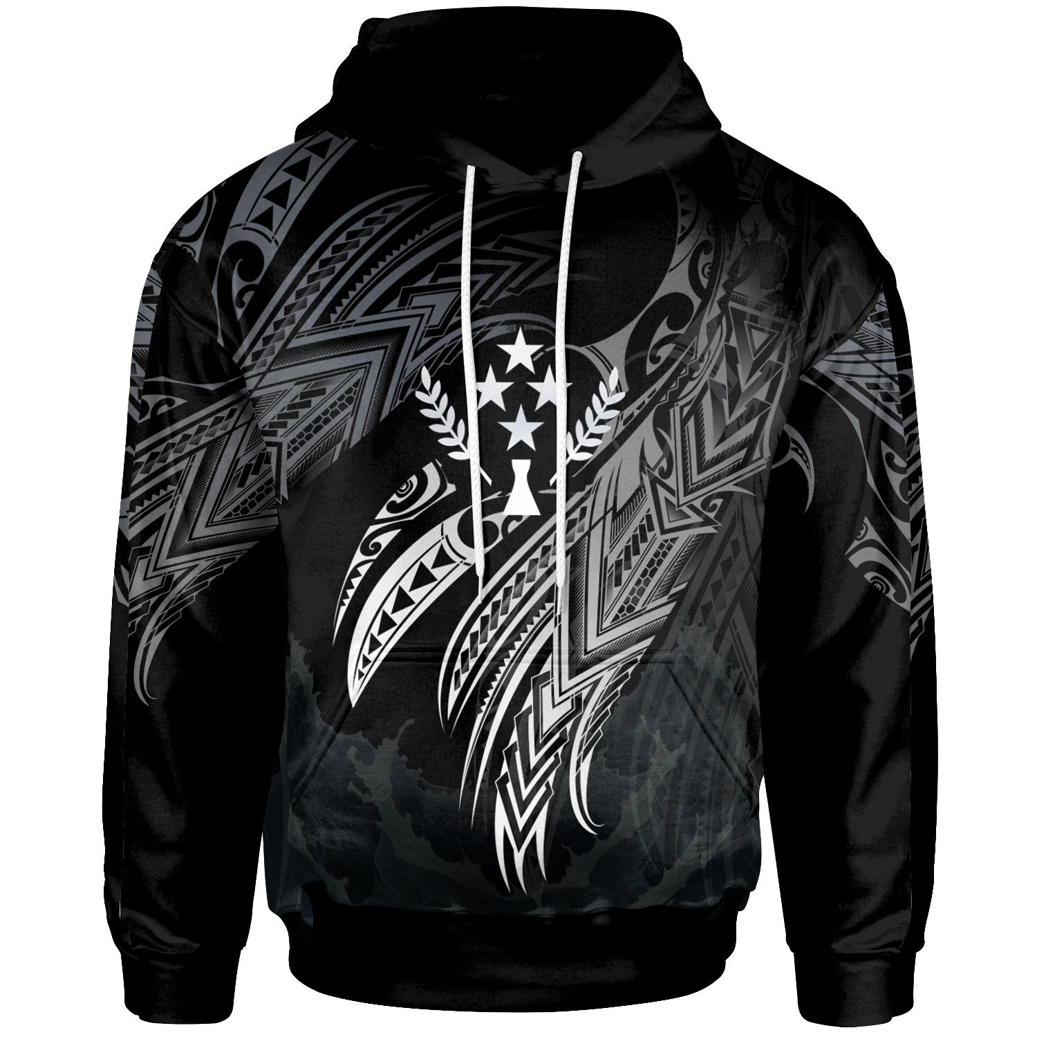 Kosrae Polynesian Hoodie Legend White Version Unisex Black - Polynesian Pride