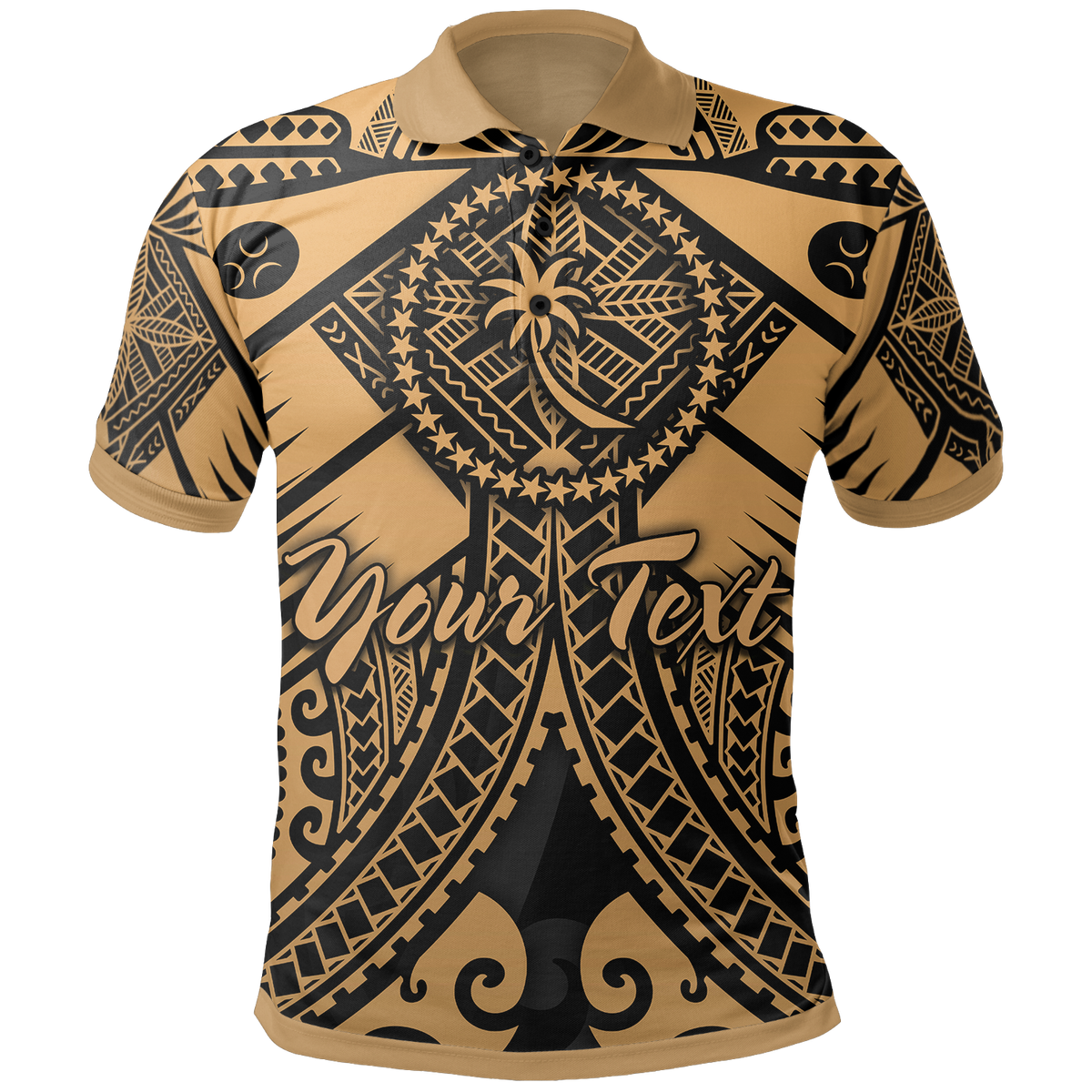 Chuuk Custom Polo Shirt Gold Seal with Polynesian Tattoo Unisex Gold - Polynesian Pride