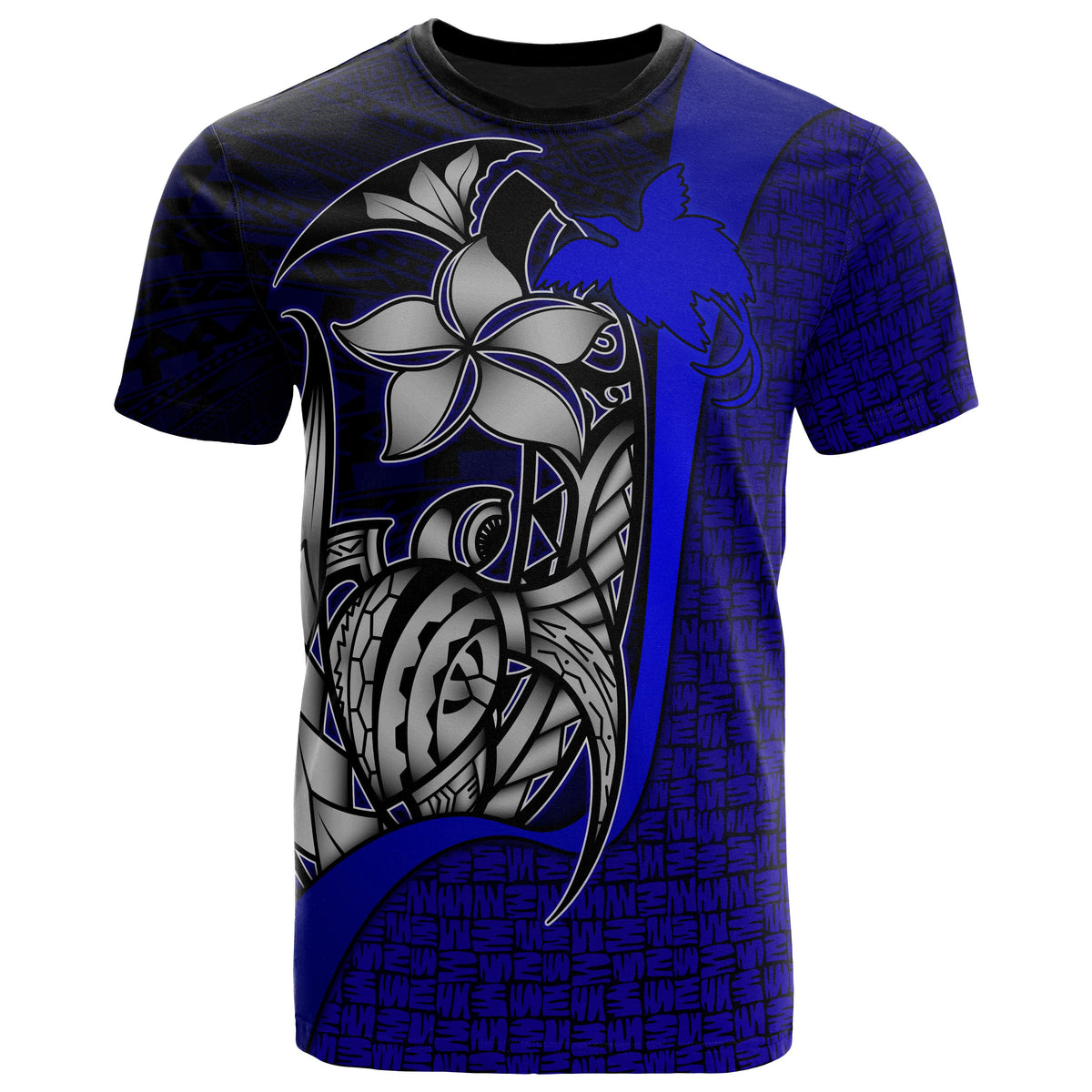 Papua New Guinea Polynesian T Shirt Blue Turtle with Hook Unisex Blue - Polynesian Pride