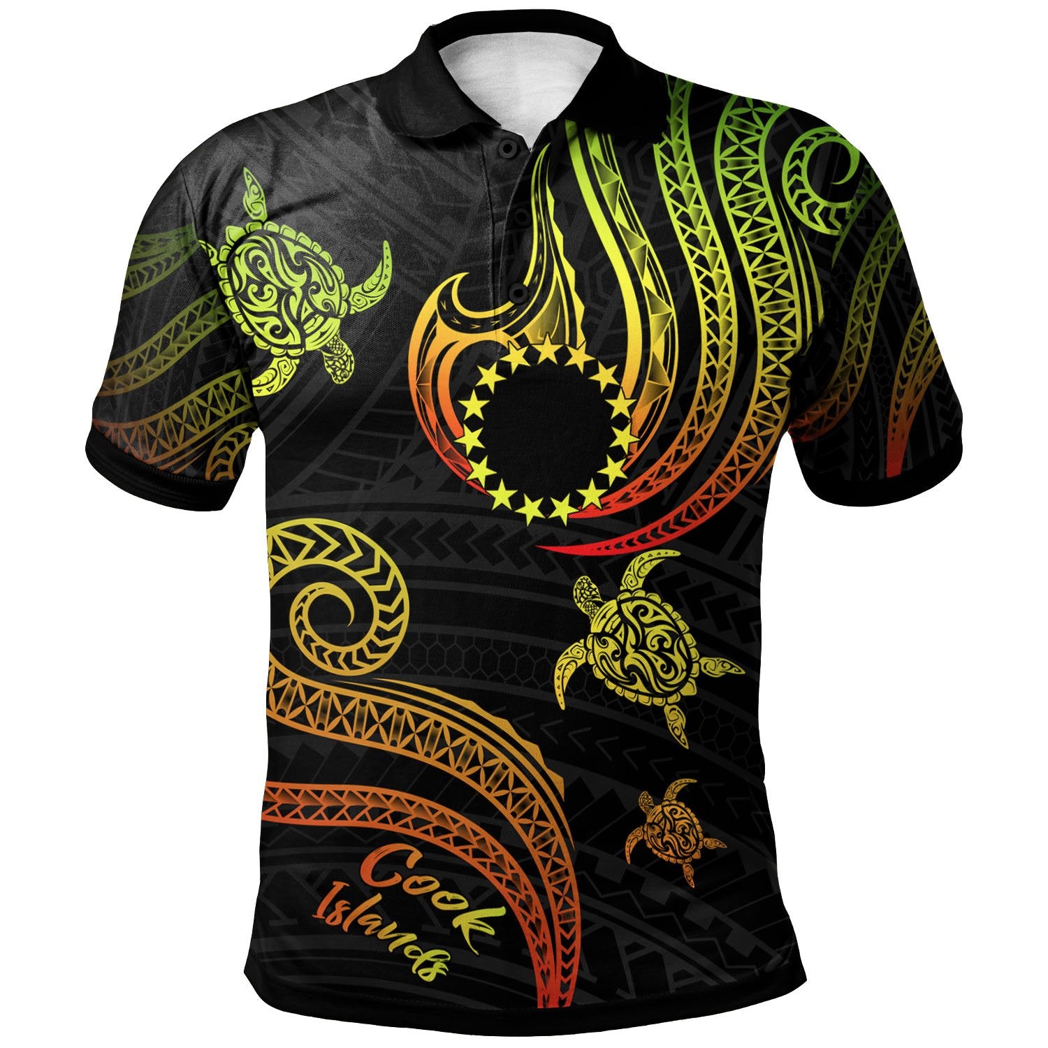 Cook Islands Polo Shirt Polynesian Turtle With Pattern Reggae Unisex Reggae - Polynesian Pride