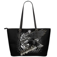 Samoa Polynesian Leather Tote Bag - Samoa Eagle Black - Polynesian Pride