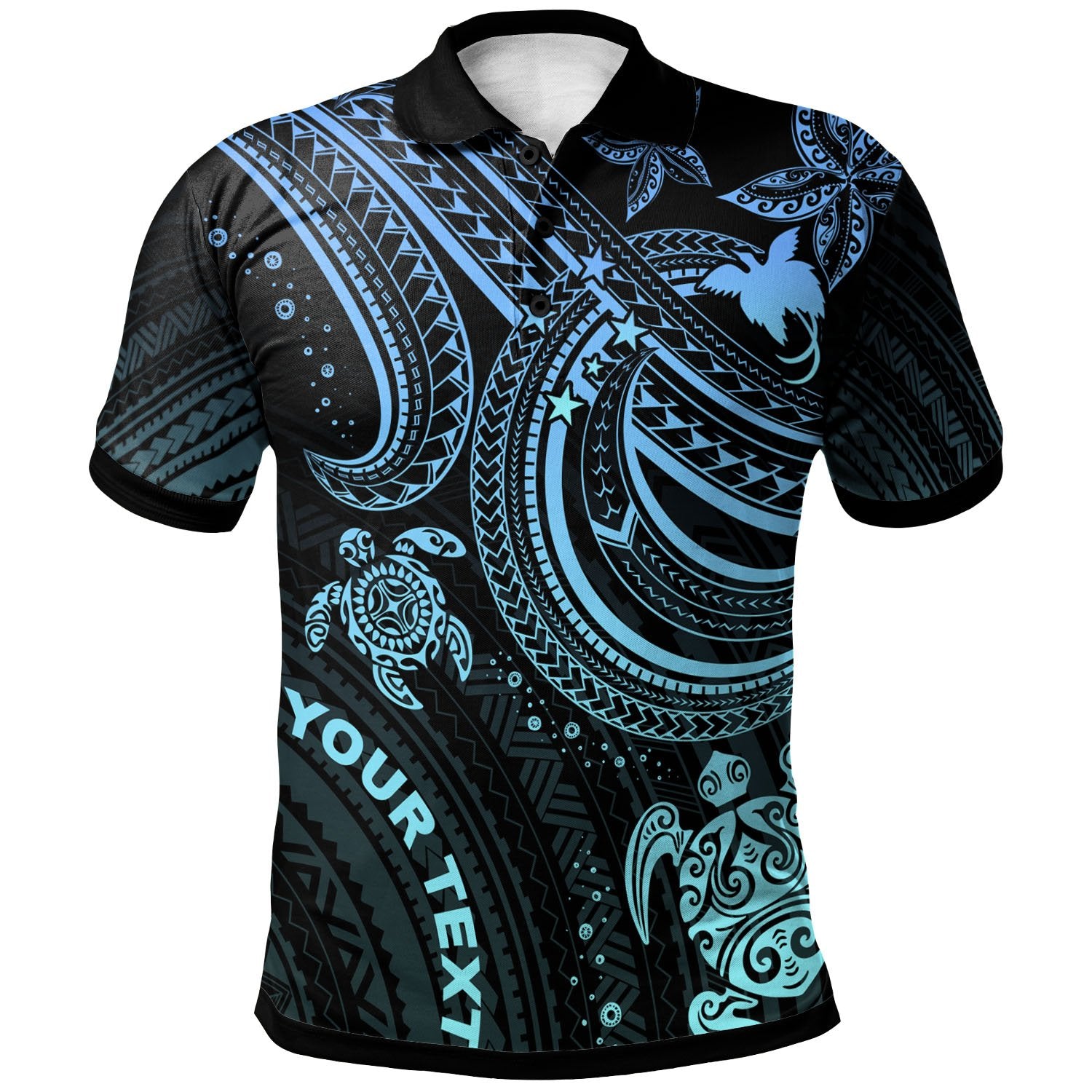 Papua New Guinea Custom Polo Shirt Blue Turtle Unisex Blue - Polynesian Pride