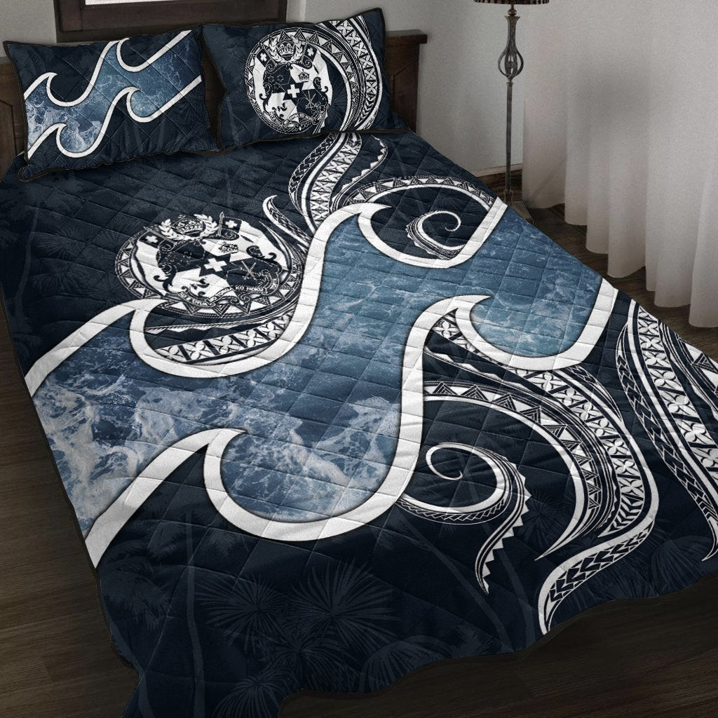 Tonga Polynesian Quilt Bed Set - Ocean Style Blue - Polynesian Pride