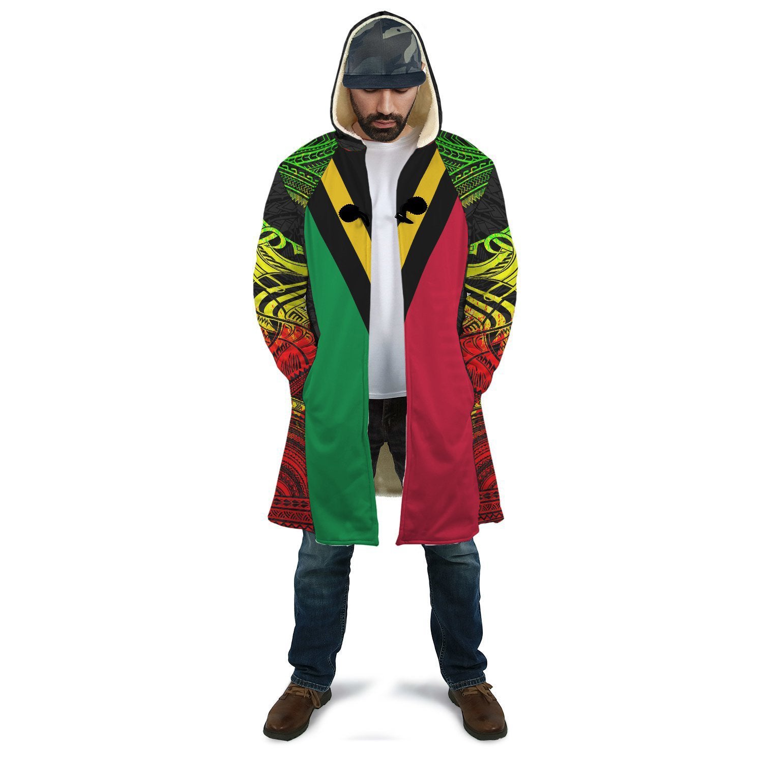 Flag Vanuatu Polynesian Chief Cloak - Reggae Version Unisex Reggae - Polynesian Pride