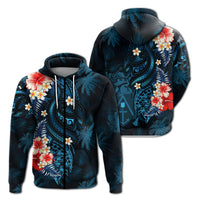 Pitcairn Islands Coconut Tree Turtle Polynesia Hoodie LT2 Zip Hoodie BLUE - Polynesian Pride