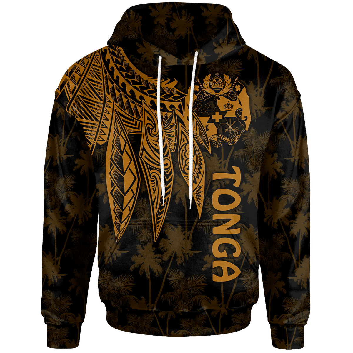 Tonga Hoodie Polynesian Wings (Golden) Unisex Golden - Polynesian Pride