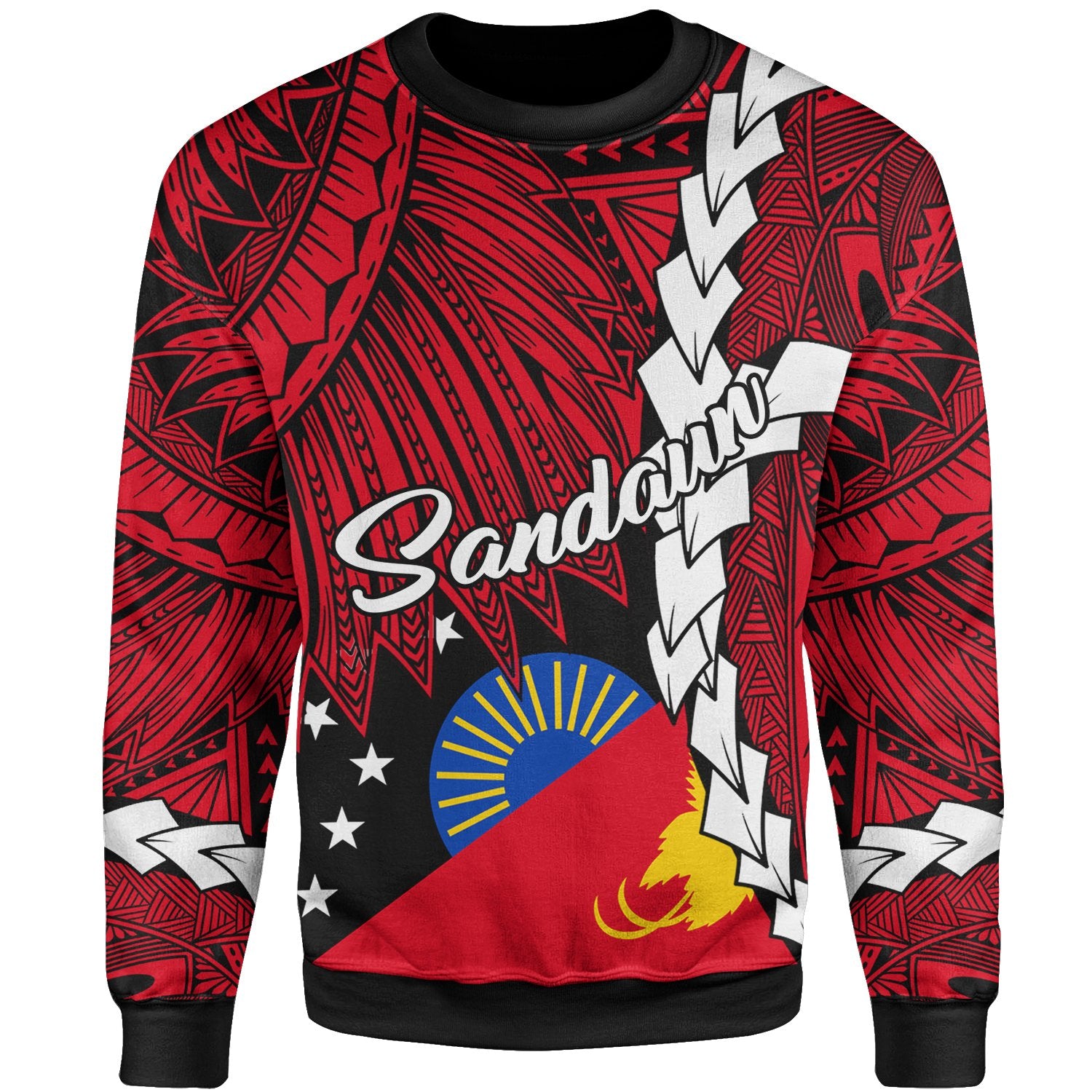 Papua New Guinea Sandaun Province Polynesian Sweater - Tribal Wave Tattoo Unisex Red - Polynesian Pride