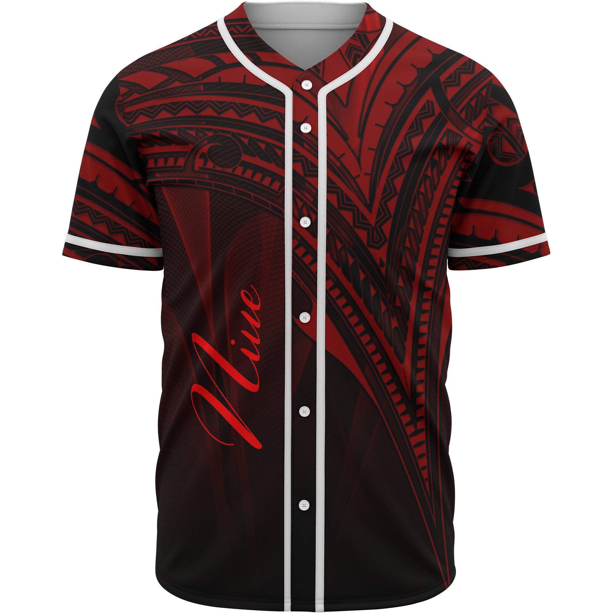 Niue Baseball Shirt - Red Color Cross Style Unisex Red - Polynesian Pride