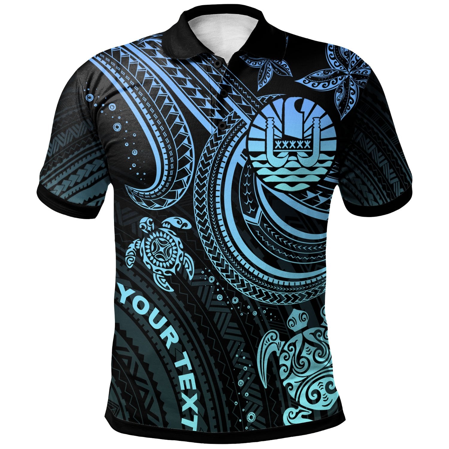 Tahiti Custom Polo Shirt Blue Turtle Unisex Blue - Polynesian Pride