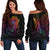 Papua New Guinea Women's Off Shoulder Sweater - Butterfly Polynesian Style Black - Polynesian Pride