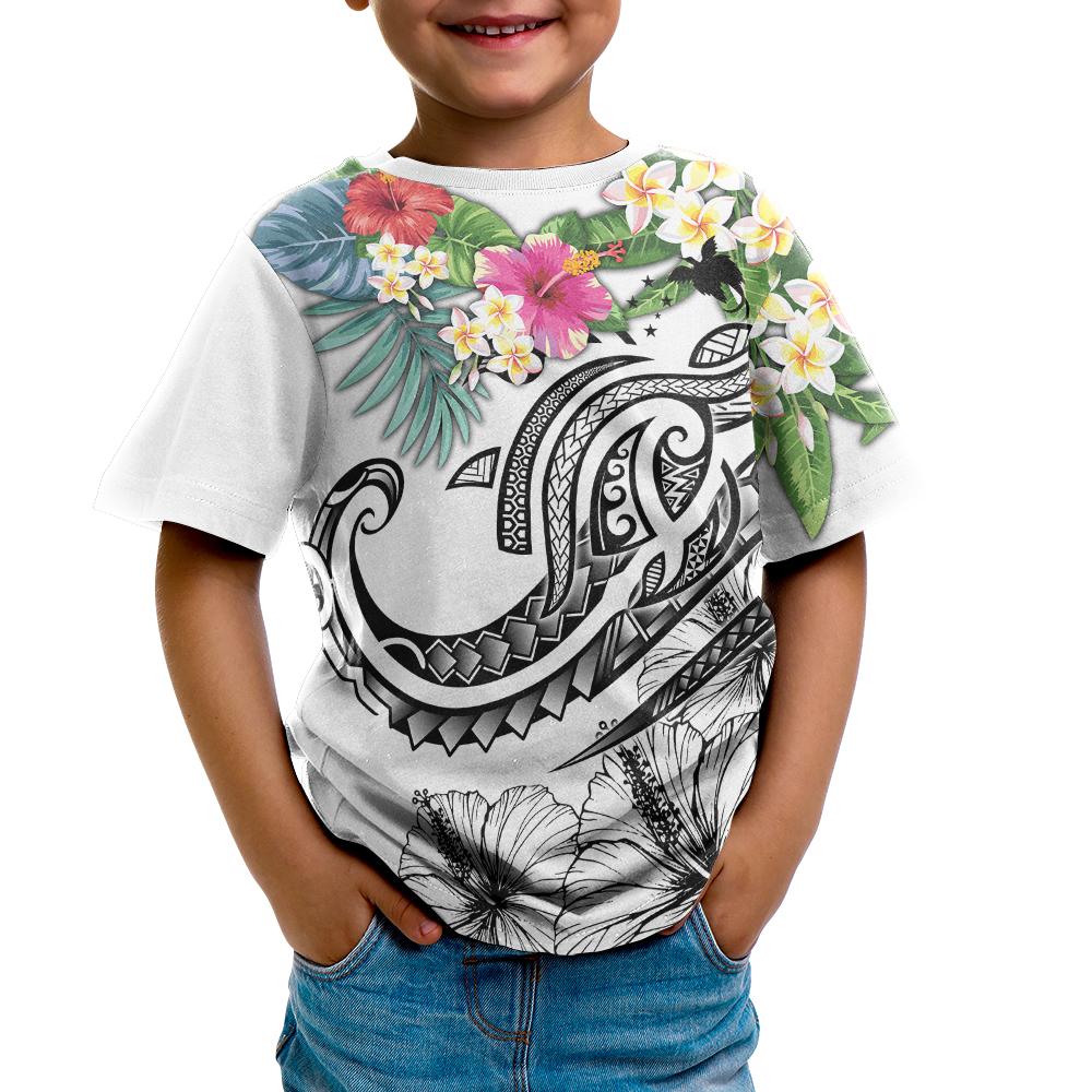 Papua New Guinea Polynesian T Shirt Summer Plumeria (White) - Polynesian Pride