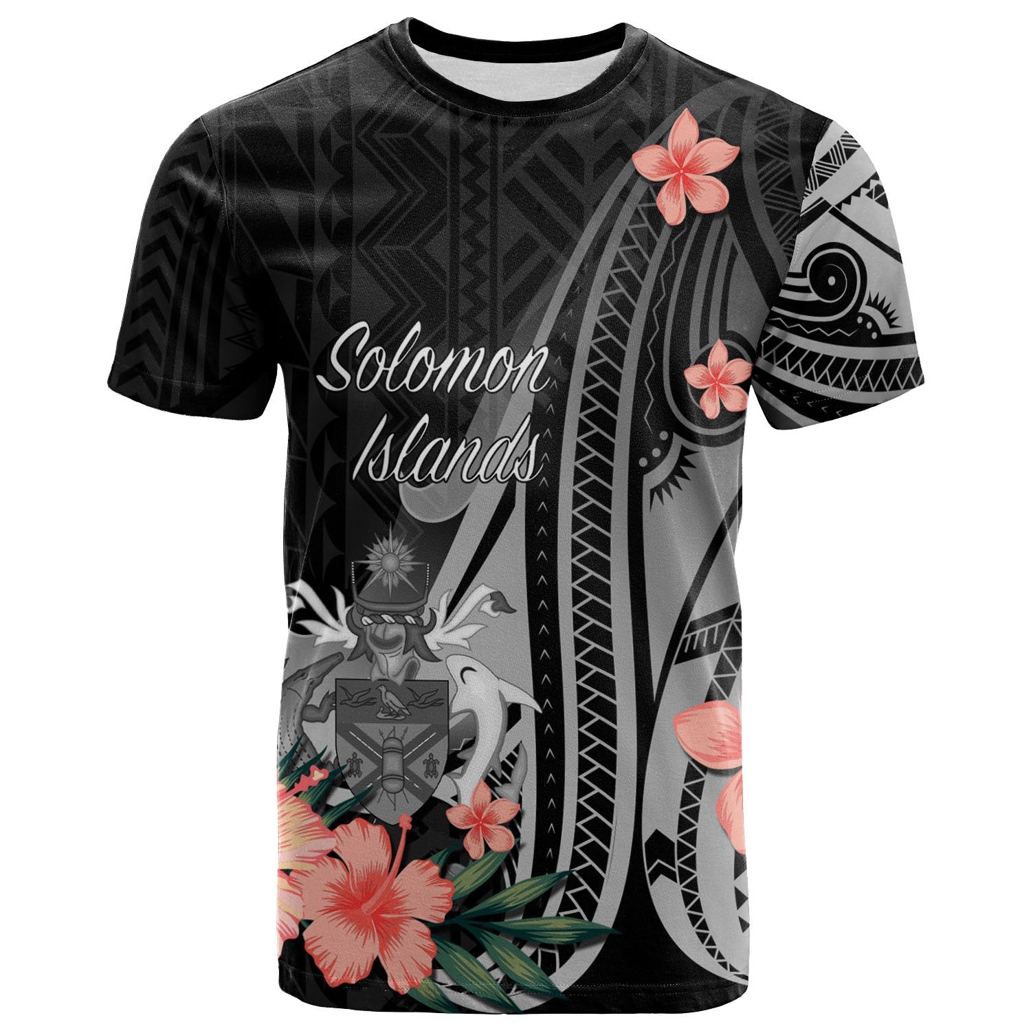 Solomon Islands T Shirt Polynesian Hibiscus Pattern Style Unisex Black - Polynesian Pride
