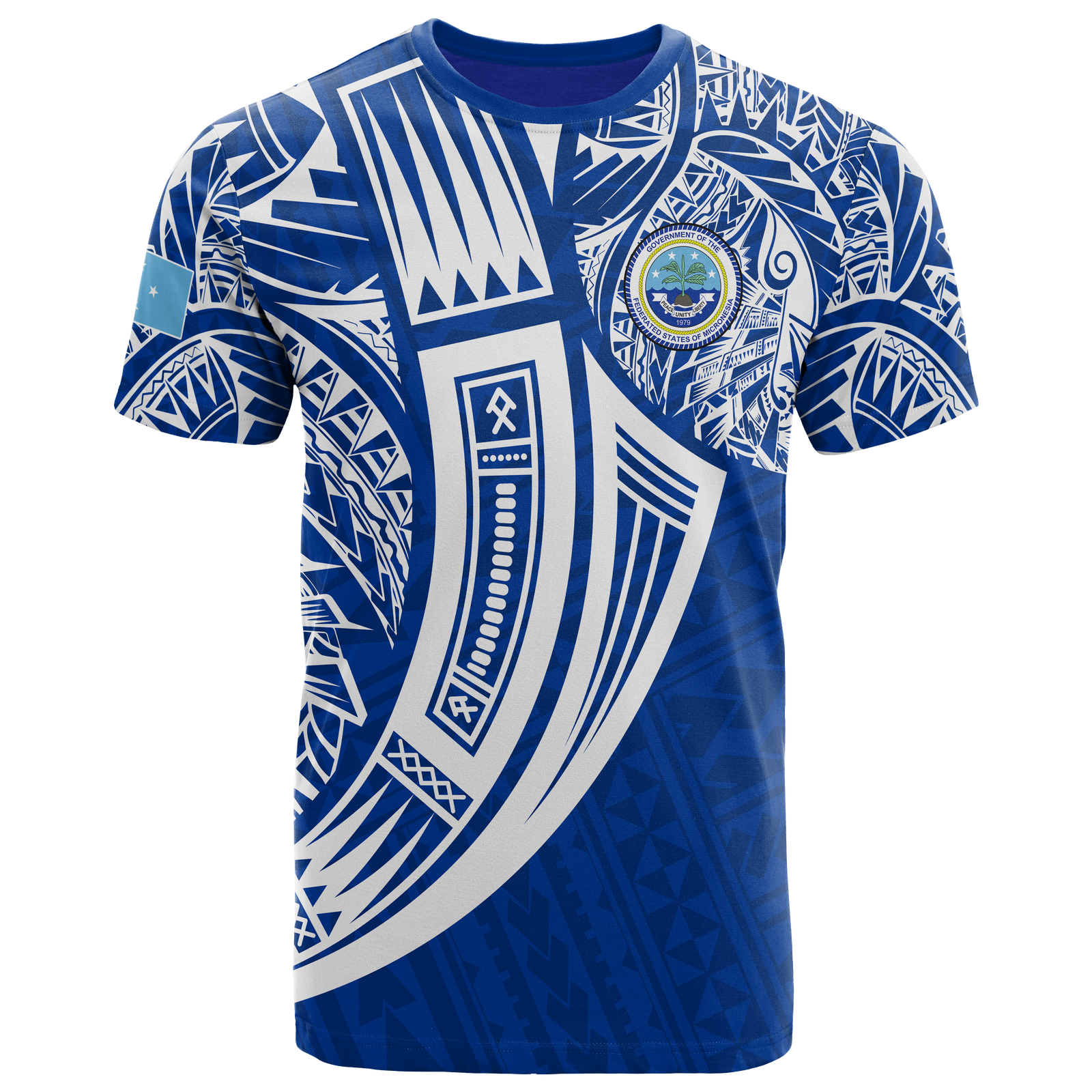 Federated States of Micronesia T Shirt Tribal Tattoo Unisex Blue - Polynesian Pride