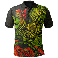 Hawaii Polo Shirt Polynesian Manta Ray Hibiscus Unisex BLACK - Polynesian Pride