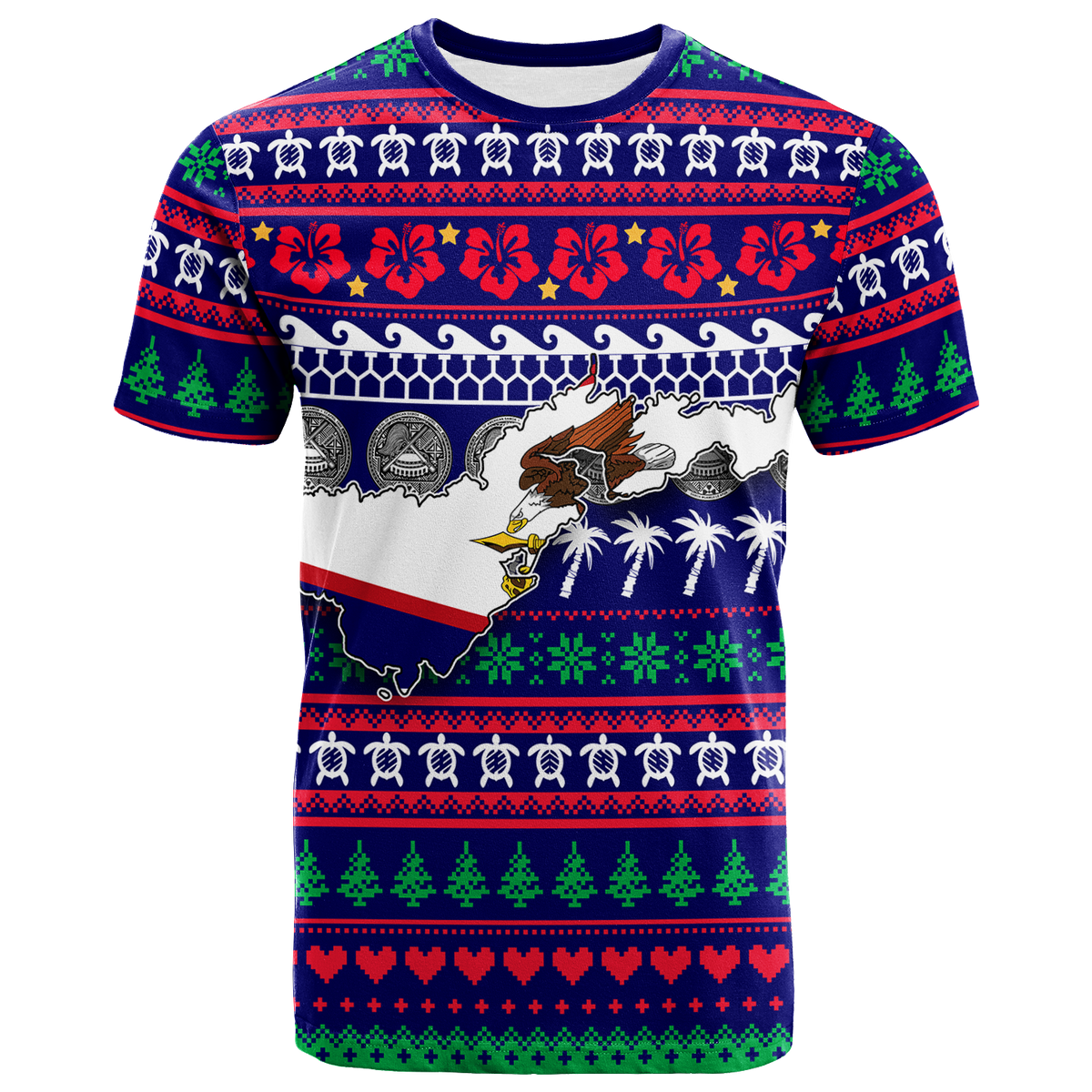 American Samoa Christmas T Shirt Ugly Christmas LT12 Unisex Blue - Polynesian Pride