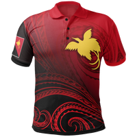 Papua New Guinea Polo Shirt Raggiana Bird of Paradise Polynesian Patterns Unisex Red - Polynesian Pride