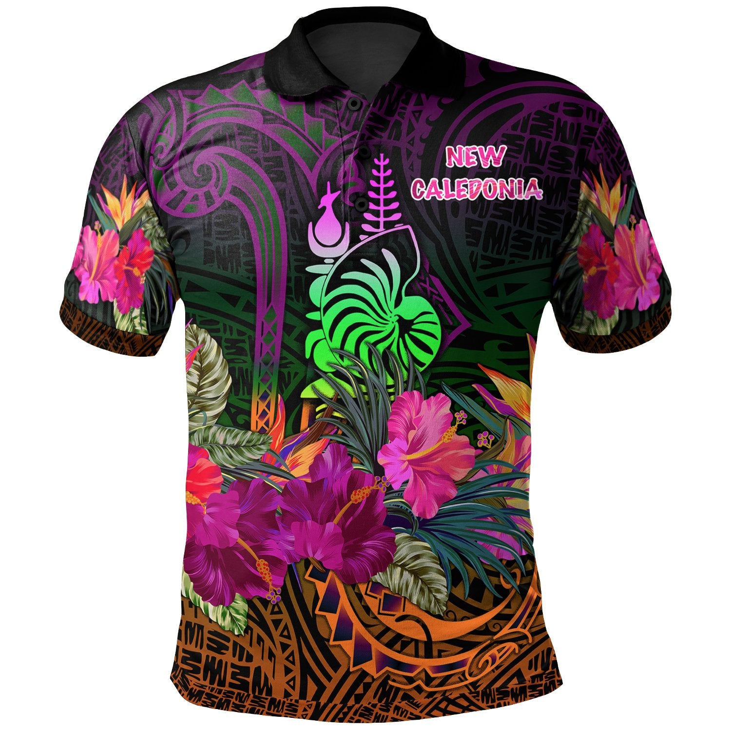 New Caledonia Polynesian Polo Shirt Summer Hibiscus Unisex Reggae - Polynesian Pride