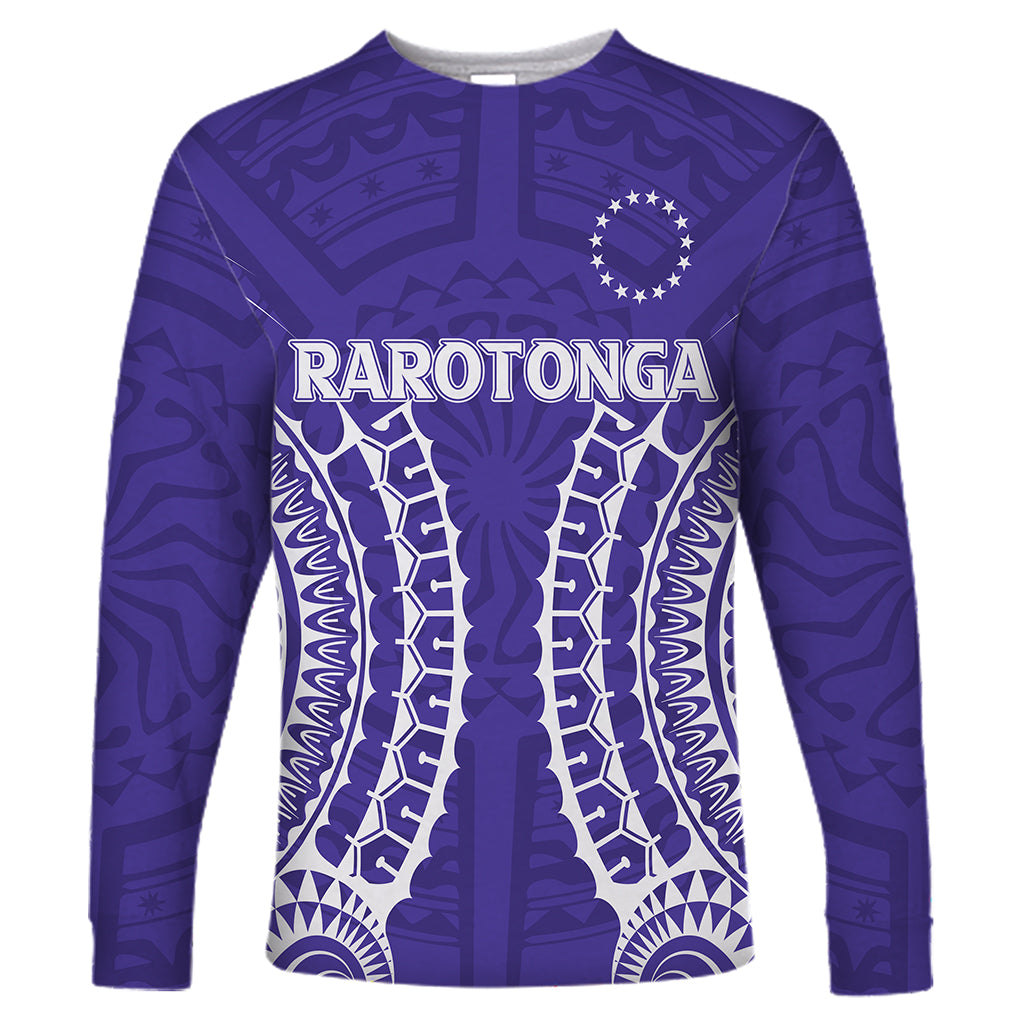 (Custom Personalised) Cook Islands Rarotonga Long Sleeve Shirt - Purple Tribal Pattern - LT12 Unisex Purple - Polynesian Pride