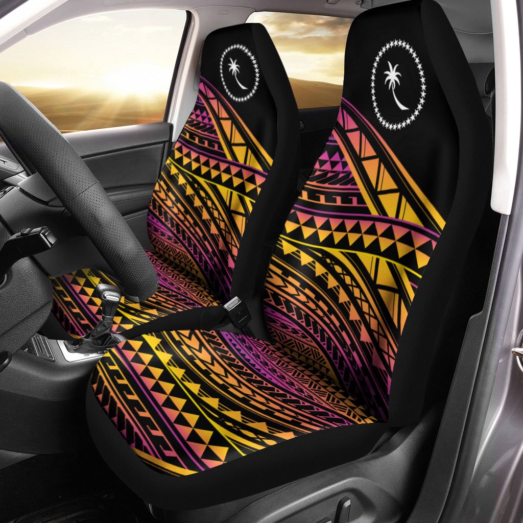 Chuuk State Car Seat Cover - Special Polynesian Ornaments Universal Fit Black - Polynesian Pride