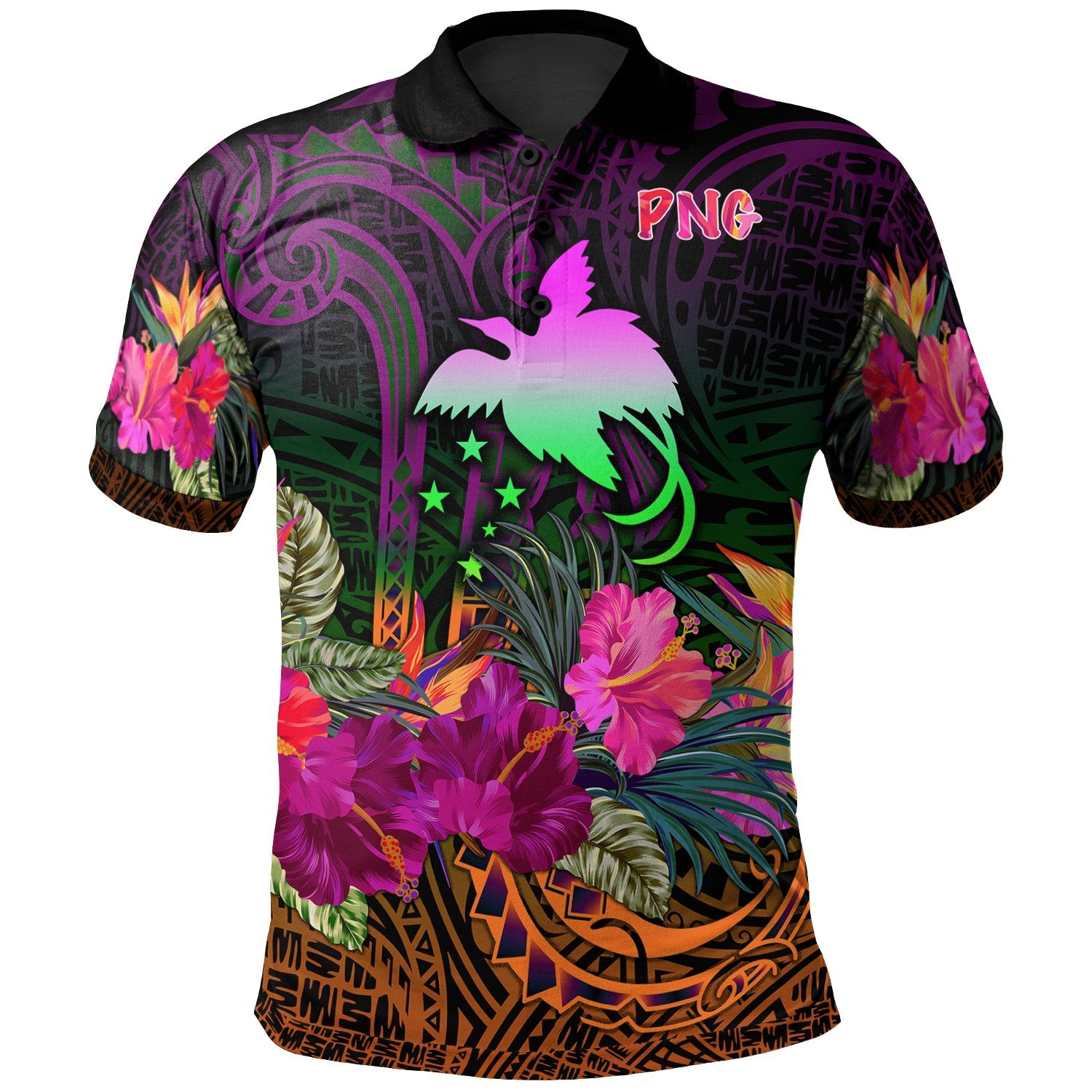 Papua New Guinea Polo Summer Hibiscus Unisex Reggae - Polynesian Pride