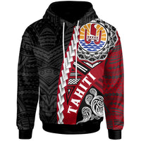 Tahiti Polynesian Hoodie Wave Tattoo Unisex Black - Polynesian Pride
